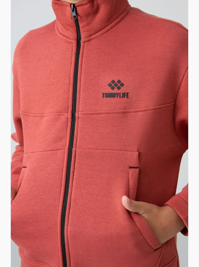 Infantil sweatshirt com gola zíper e bolso tommy Terracota - Kiabi