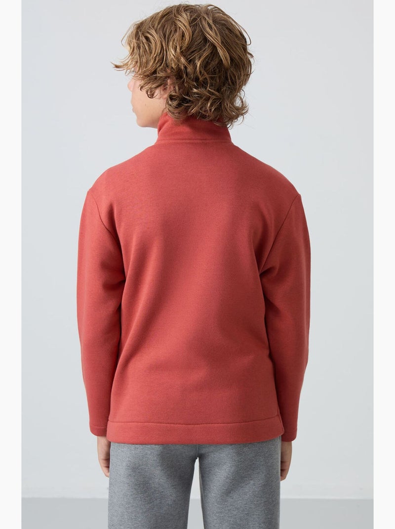 Infantil sweatshirt com gola zíper e bolso tommy Terracota - Kiabi
