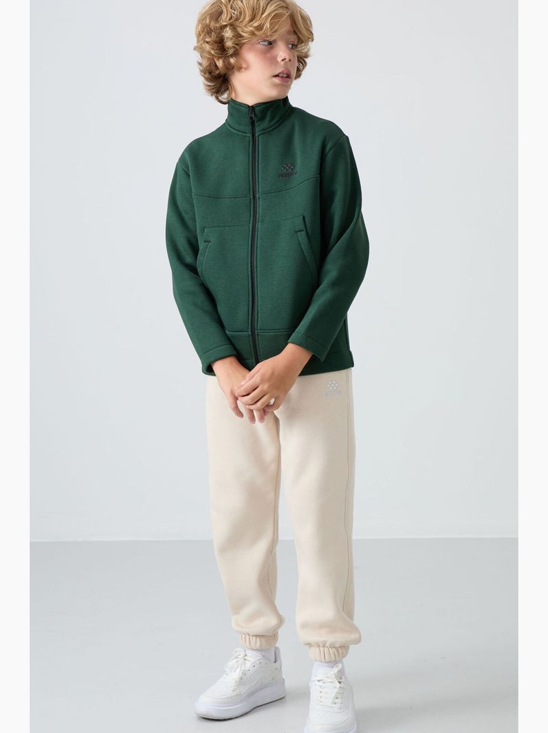 Infantil sweatshirt com gola zíper e bolso tommy Verde garrafa - Kiabi