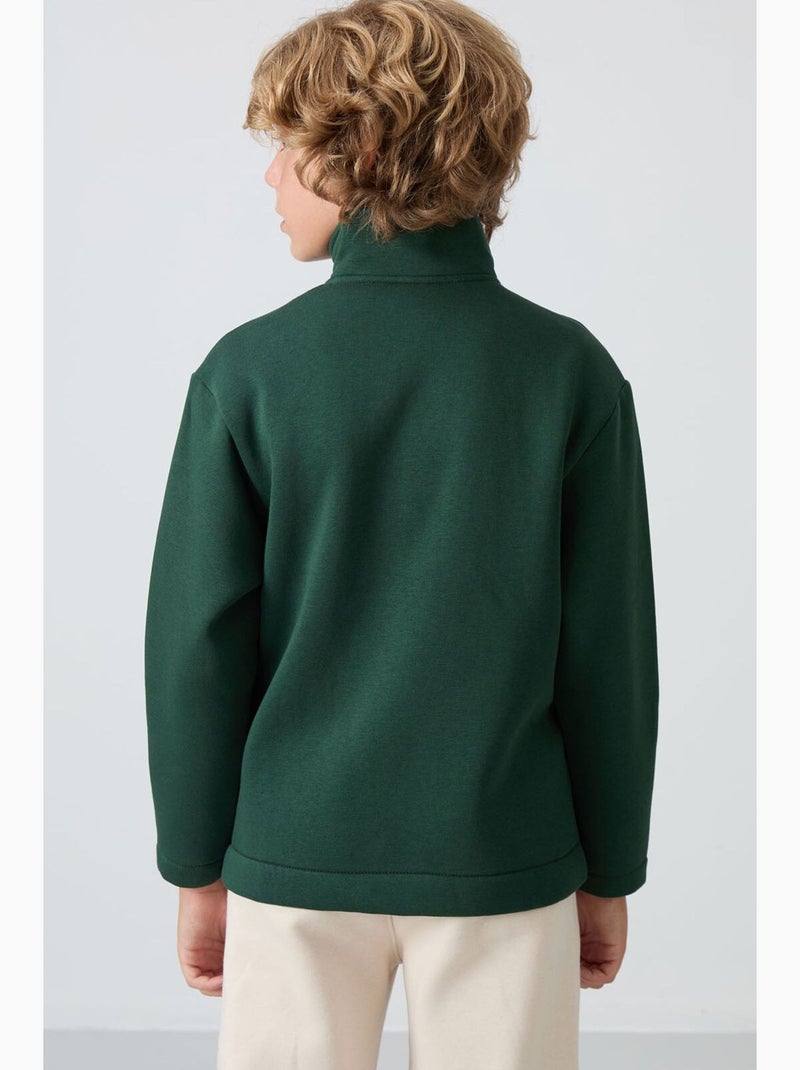 Infantil sweatshirt com gola zíper e bolso tommy Verde garrafa - Kiabi