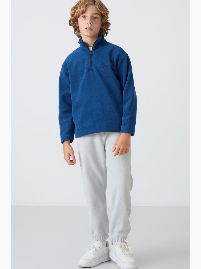 Infantil sweatshirt meia abertura bordada tommy Azul - Kiabi