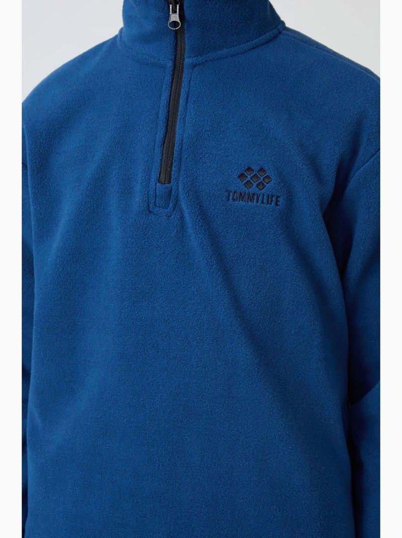 Infantil sweatshirt meia abertura bordada tommy Azul - Kiabi