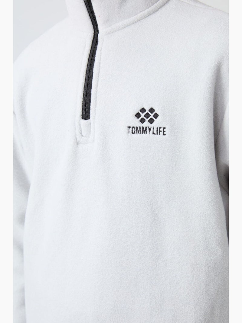 Infantil sweatshirt meia abertura bordada tommy Cinza claro - Kiabi