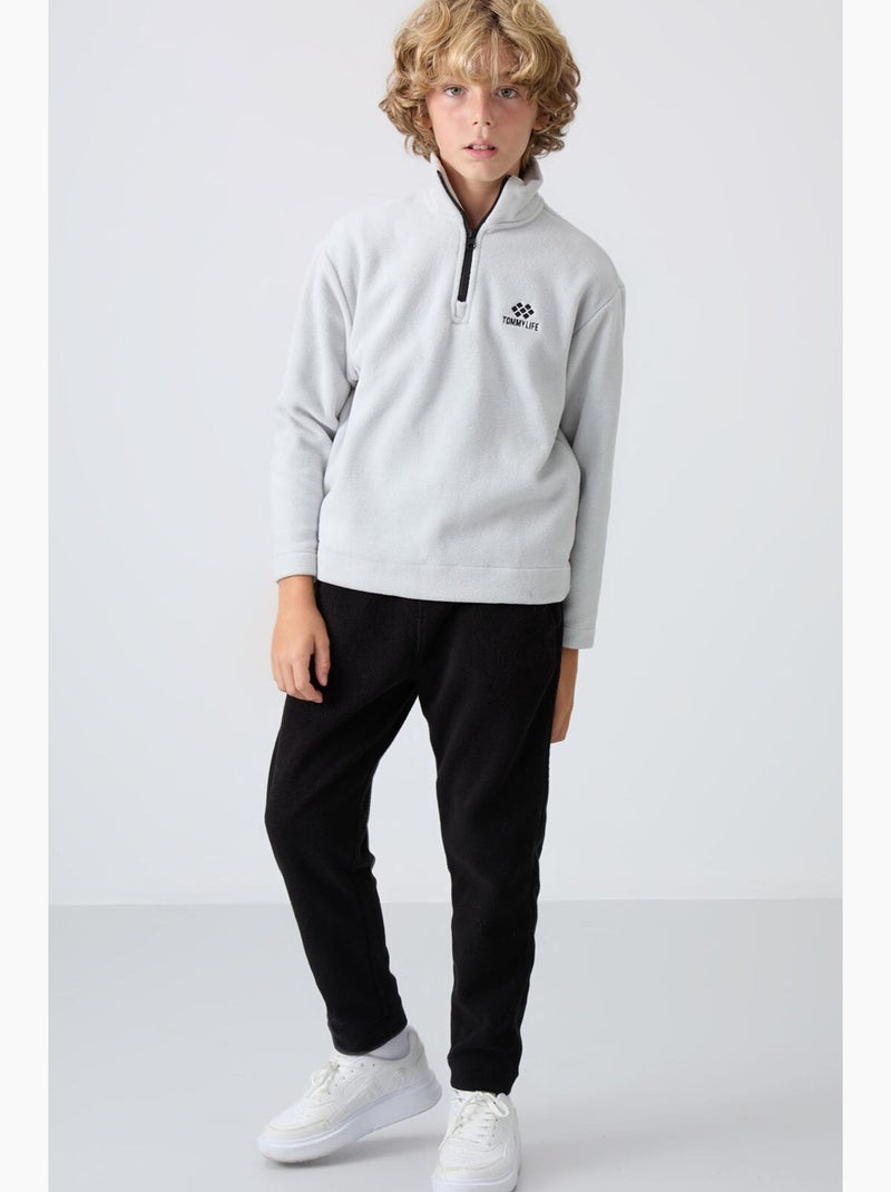Infantil sweatshirt meia abertura bordada tommy Cinza claro - Kiabi