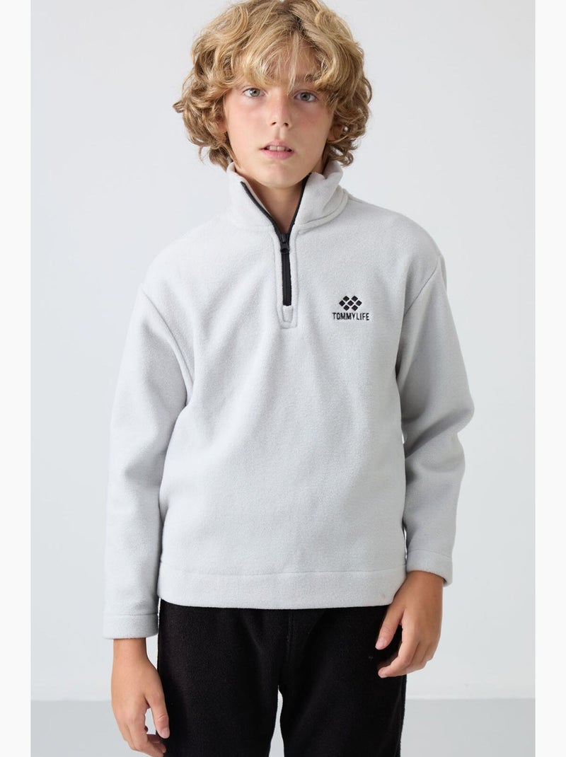 Infantil sweatshirt meia abertura bordada tommy Cinza claro - Kiabi