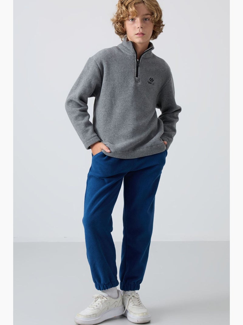 Infantil sweatshirt meia abertura bordada tommy Cinza - Kiabi