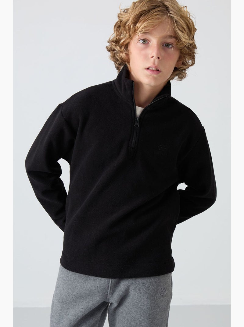 Infantil sweatshirt meia abertura bordada tommy Preto - Kiabi