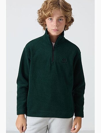Infantil sweatshirt meia abertura bordada tommy