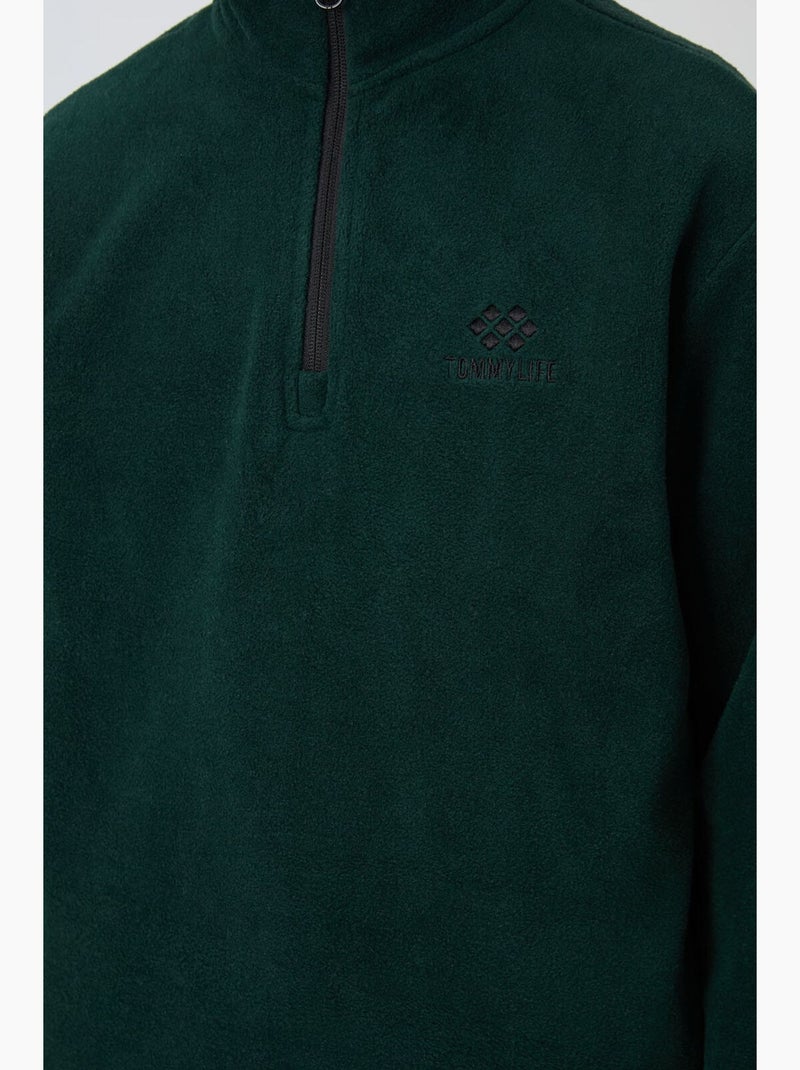 Infantil sweatshirt meia abertura bordada tommy Verde escuro - Kiabi