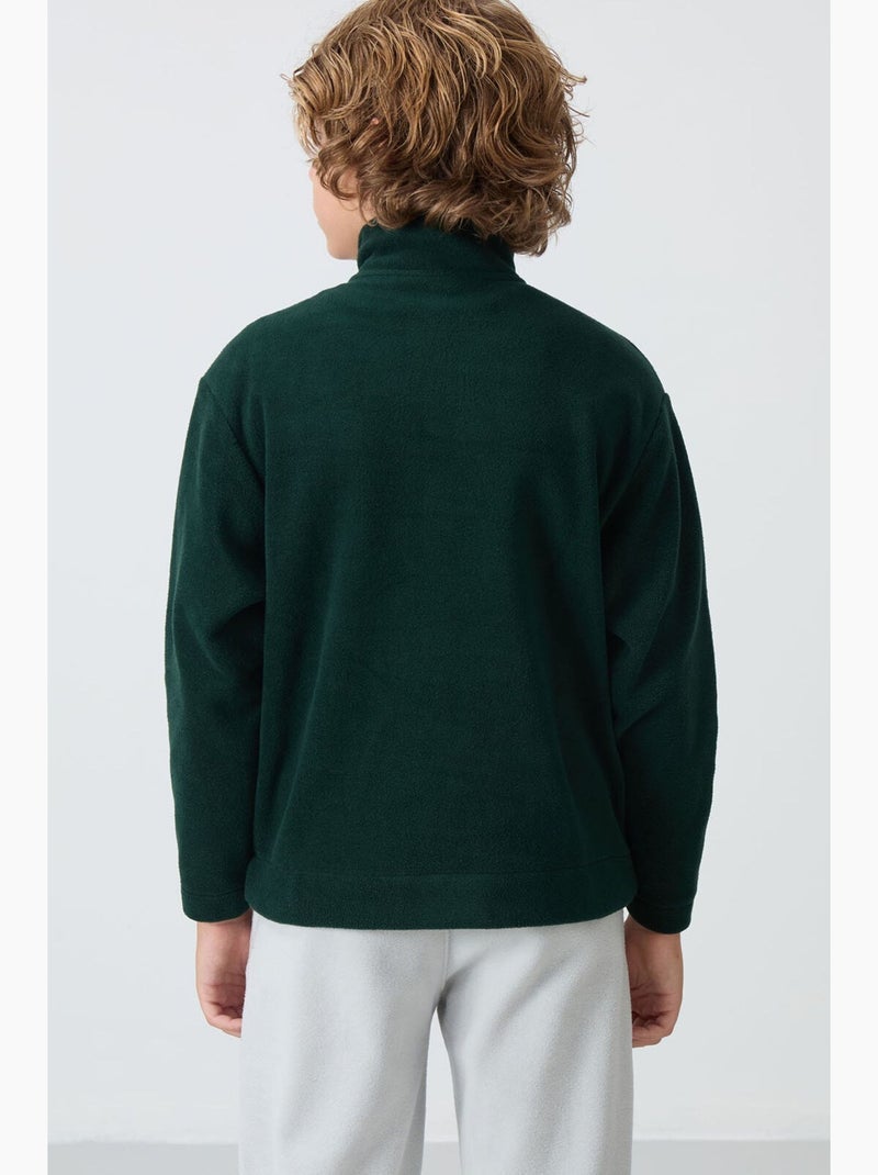 Infantil sweatshirt meia abertura bordada tommy Verde escuro - Kiabi