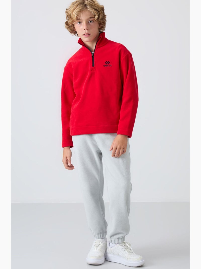 Infantil sweatshirt meia abertura bordada tommy Vermelho - Kiabi
