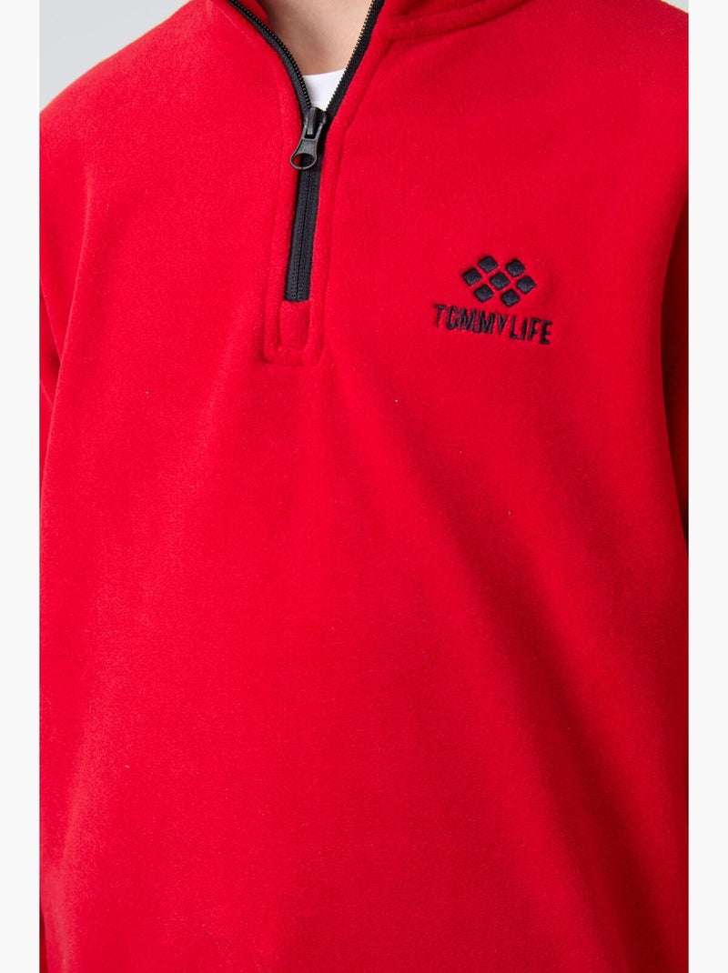 Infantil sweatshirt meia abertura bordada tommy Vermelho - Kiabi