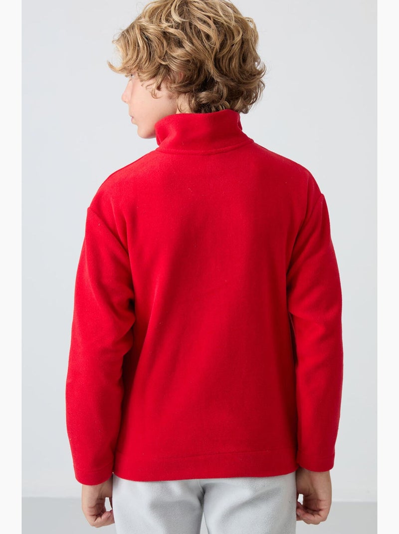 Infantil sweatshirt meia abertura bordada tommy Vermelho - Kiabi