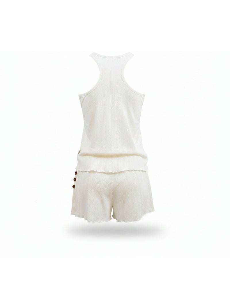 INFINITIF PARIS Pijama Mulher Malha Suave - Camisola e Calcao Ecru - Kiabi
