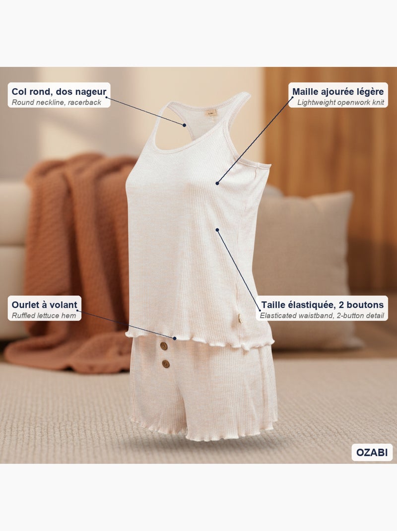 INFINITIF PARIS Pijama Mulher Malha Suave - Camisola e Calcao Rosa - Kiabi