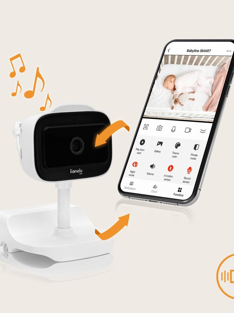Intercomunicador de vídeo sem fios LIONELO Babyline Go – Até 5 horas – Clipe de fixação Branco Branco Preto - Kiabi