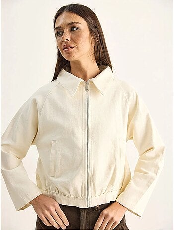 Jaqueta bomber cropped em popelina de algodão lucci