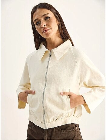 Jaqueta bomber cropped em popelina de algodão lucci