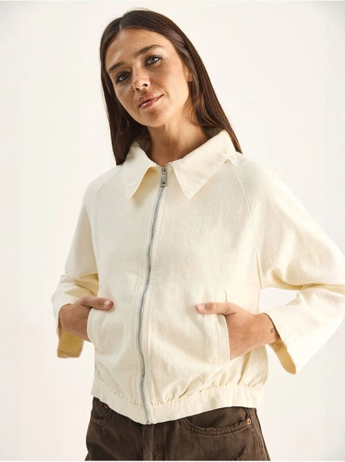 Jaqueta bomber cropped em popelina de algodão lucci - Kiabi Jaqueta bomber cropped em popelina de algodão lucci - Kiabi