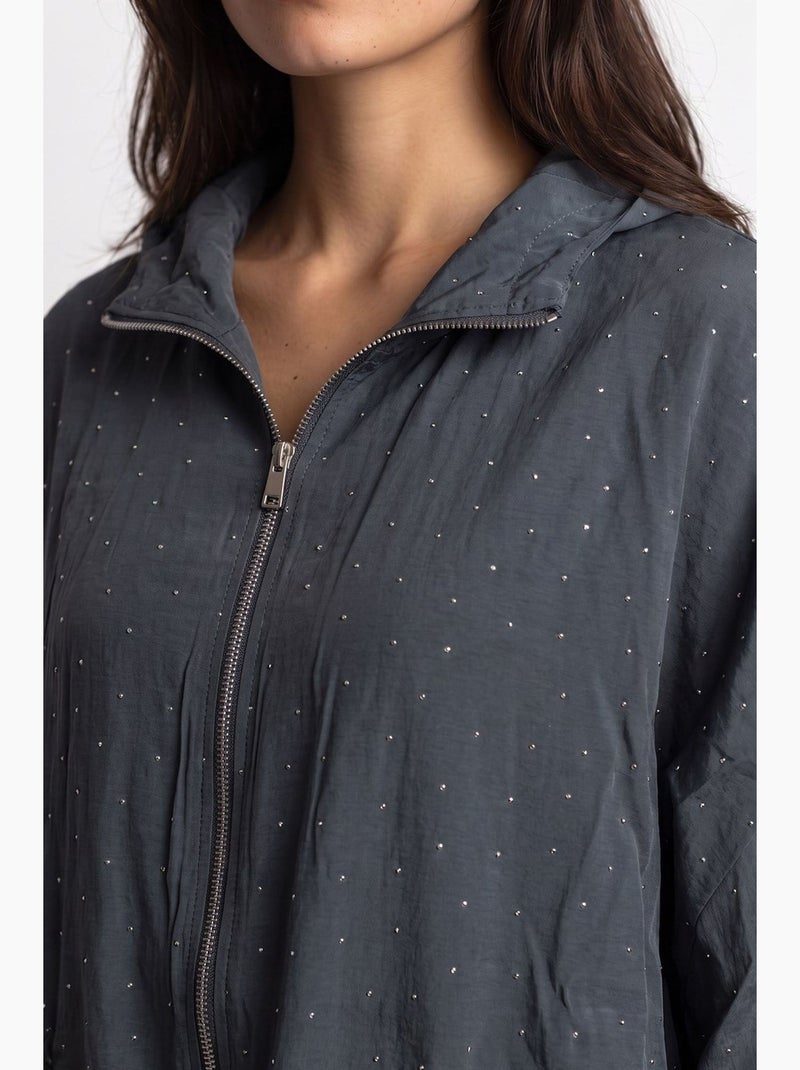 Jaqueta feminina mixray Cinza-preto - Kiabi