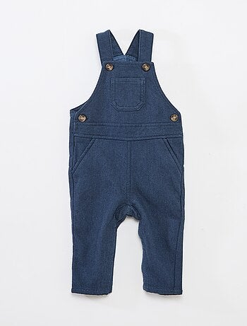 Jardineira comprida em sarja com bolso no peito