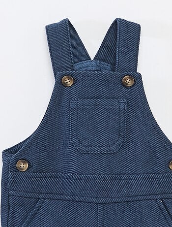 Jardineira comprida em sarja com bolso no peito