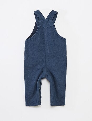 Jardineira comprida em sarja com bolso no peito