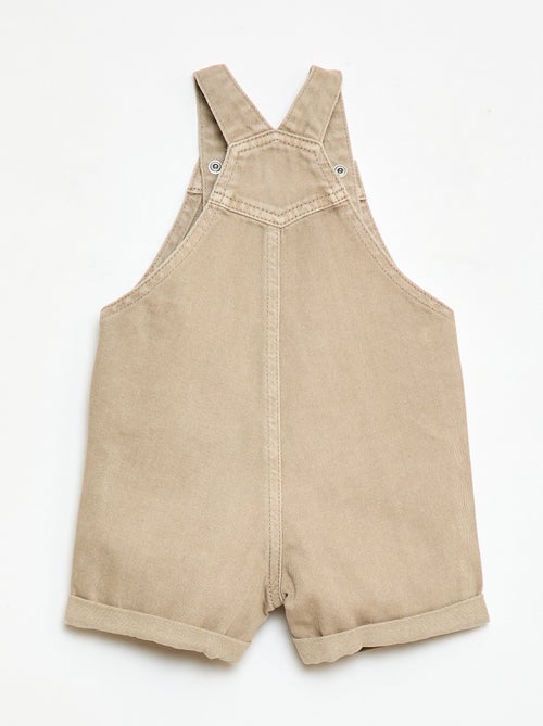 Jardineira curta de ganga de algodão lisa - Kiabi