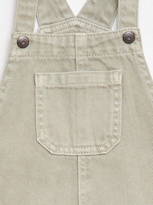 Jardineira curta de ganga de algodão lisa - Kiabi