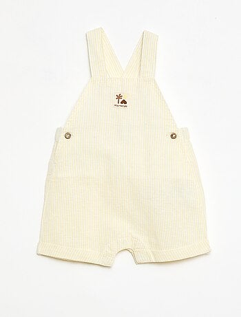 Jardineira curta em algodão e linho