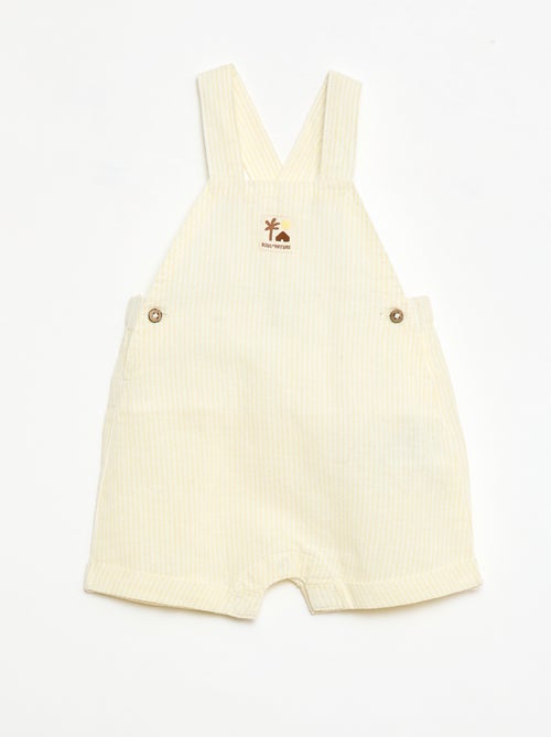 Jardineira curta em algodão e linho - Kiabi