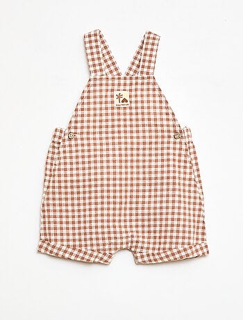 Jardineira curta em algodão e linho