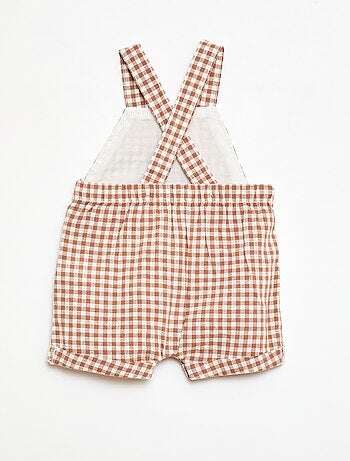 Jardineira curta em algodão e linho