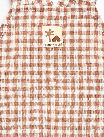 Jardineira curta em algodão e linho