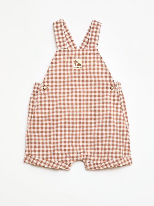 Jardineira curta em algodão e linho - Kiabi