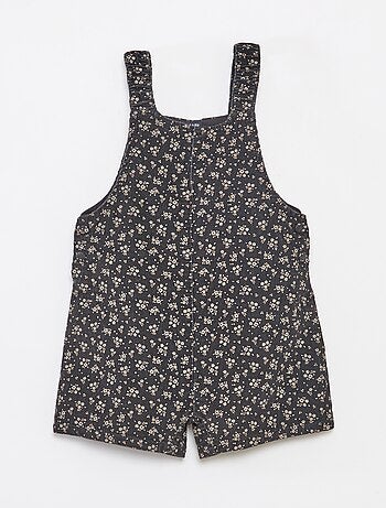 Jardineira curta estampada em veludo