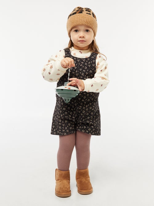 Jardineira curta estampada em veludo - Kiabi