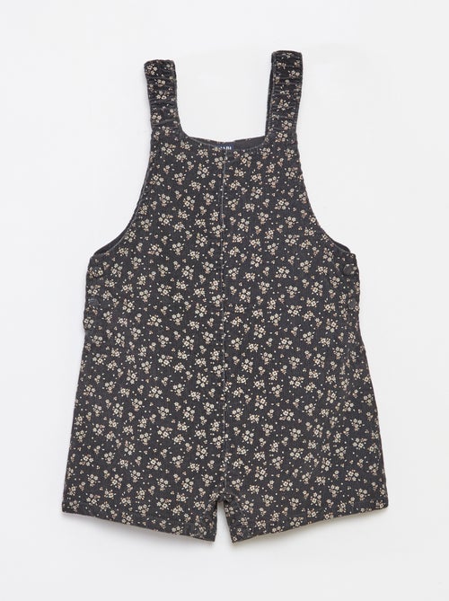 Jardineira curta estampada em veludo - Kiabi