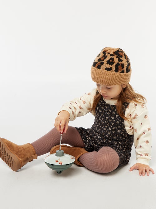 Jardineira curta estampada em veludo - Kiabi