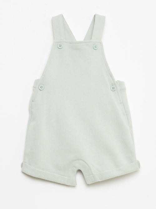 Jardineira curta french terry com alças em algodão - Kiabi