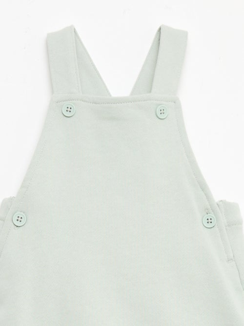 Jardineira curta french terry com alças em algodão - Kiabi