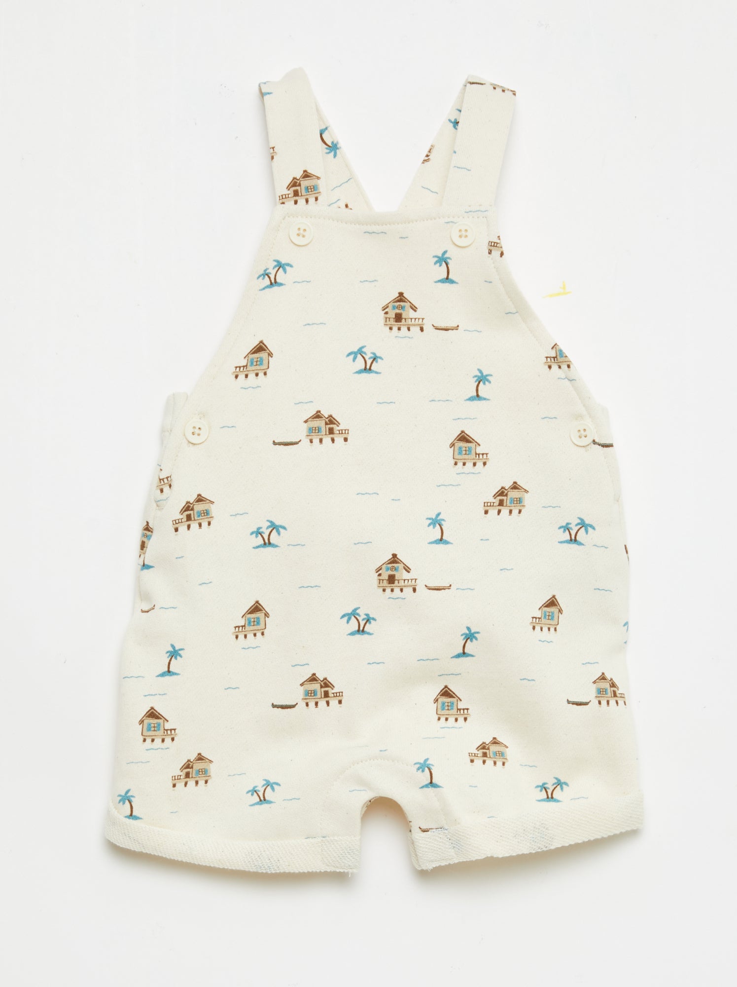 Jardineira curta french terry com alças em algodão