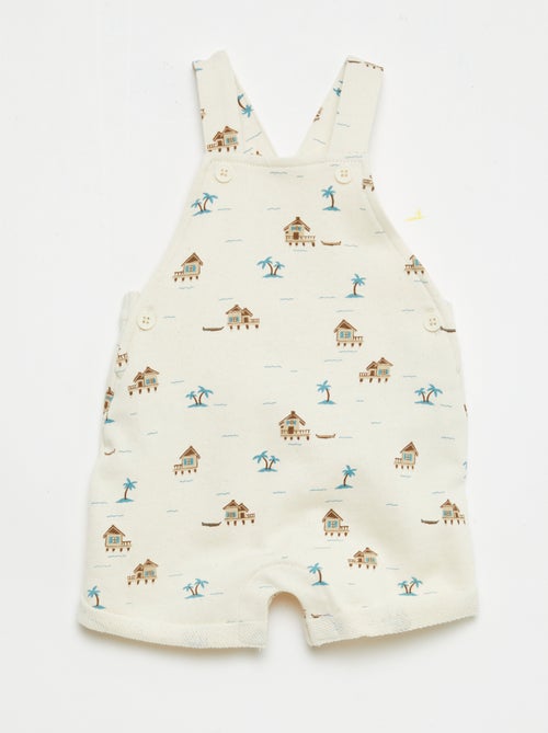 Jardineira curta french terry com alças em algodão - Kiabi