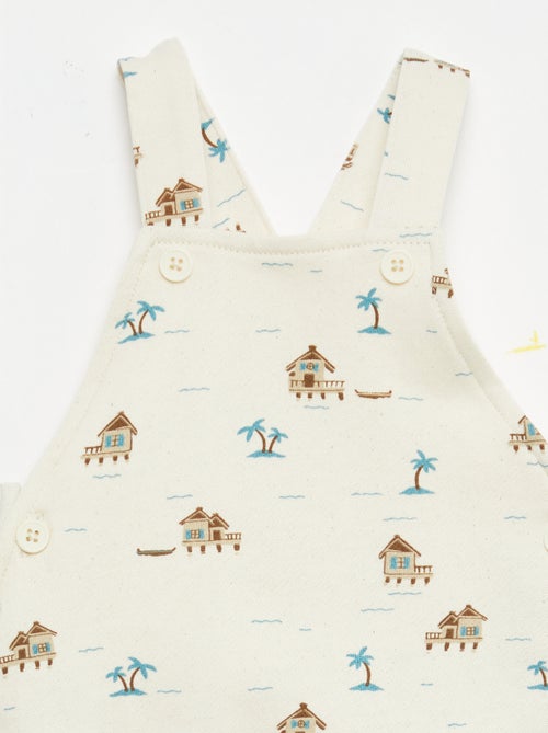 Jardineira curta french terry com alças em algodão - Kiabi