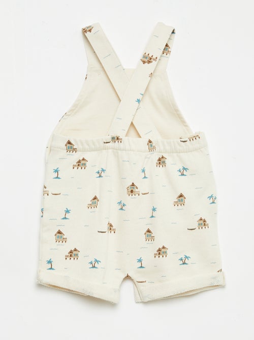 Jardineira curta french terry com alças em algodão - Kiabi