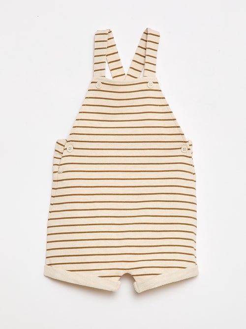 Jardineira curta french terry com alças em algodão - Kiabi