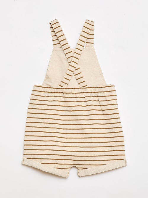 Jardineira curta french terry com alças em algodão - Kiabi