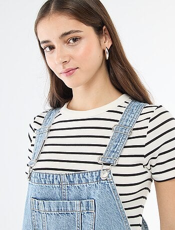 Jardineira de ganga reta