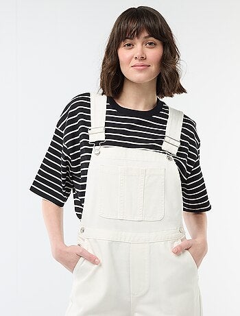 Jardineira em ganga com bolso frontal