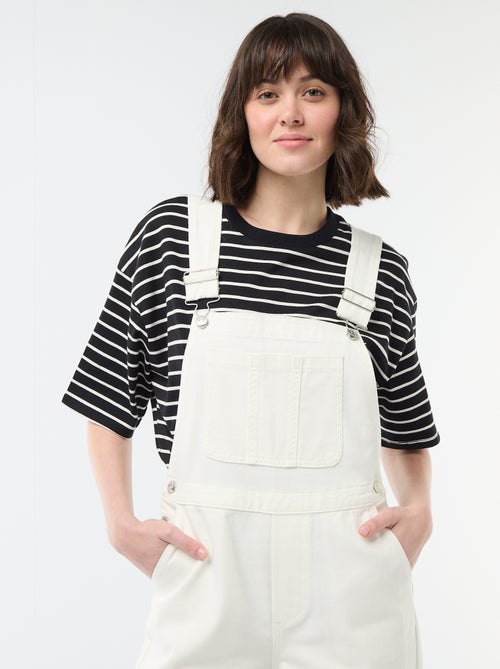 Jardineira em ganga com bolso frontal - Kiabi